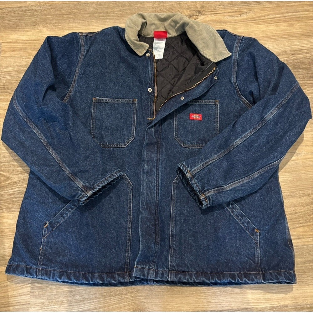 Dickies Denim Chore Coat Jacket Mens 3XL Quilted Lined Corduroy Collar Full Zip
